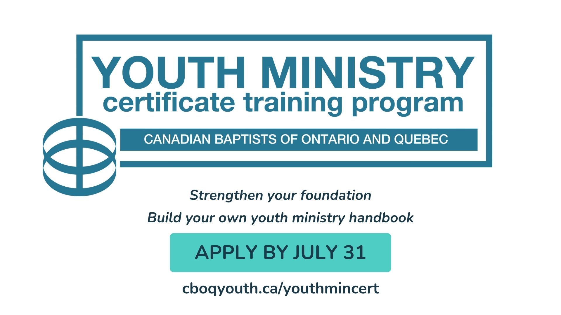 Youth Ministry Certificate Training Program application deadline July 31